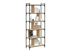 Merse Librería 6 estantes madera ingeniería roble Sonoma 76x32x192 cm