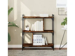 Merse Librería 3 estantes madera ingeniería roble ahumado 76x32x88 cm