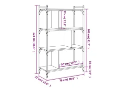 Merse Librería de 4 estantes madera de ingeniería negra 76x32x123 cm