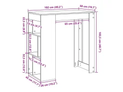 Mesa alta bar con estantes roble ahumado 102x50x103,5 cm