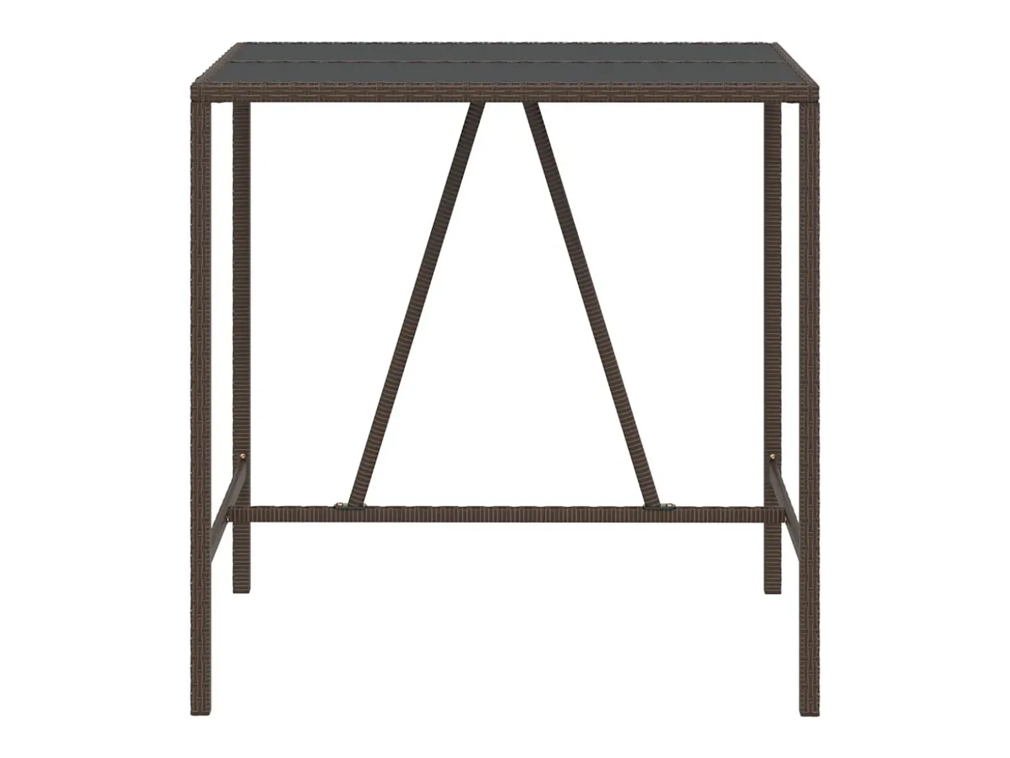 Mesa alta bar superficie vidrio ratán PE marrón 110x70x110 cm ES699090