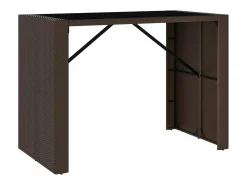 Mesa alta bar superficie vidrio ratán PE marrón 145x80x110 cm ES457948