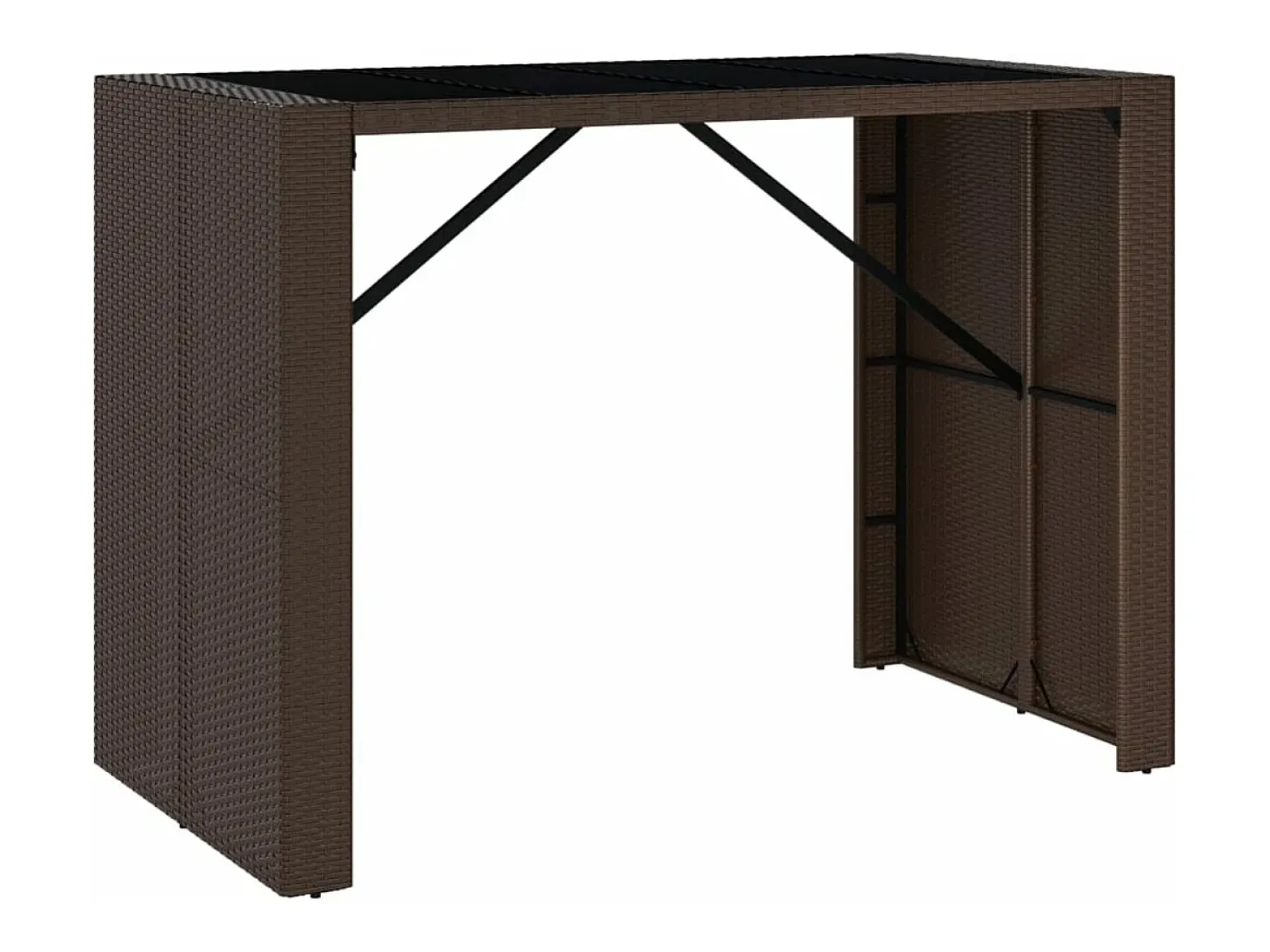 Mesa alta bar superficie vidrio ratán PE marrón 145x80x110 cm ES457948