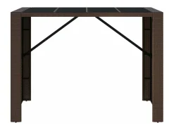Mesa alta bar superficie vidrio ratán PE marrón 145x80x110 cm ES457948