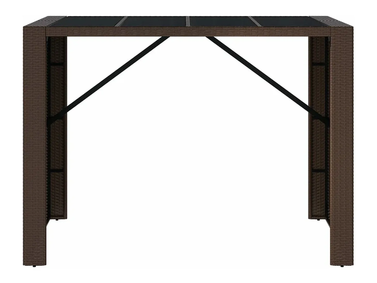 Mesa alta bar superficie vidrio ratán PE marrón 145x80x110 cm ES457948