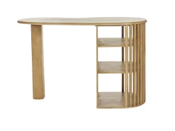 Mesa alta con almacenaje de madera maciza de mango 90 cm LOBIO