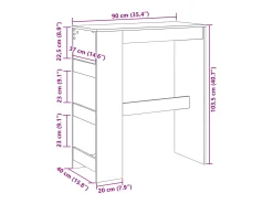 Mesa alta con estantes madera ingeniería negra 90x40x103,5 cm