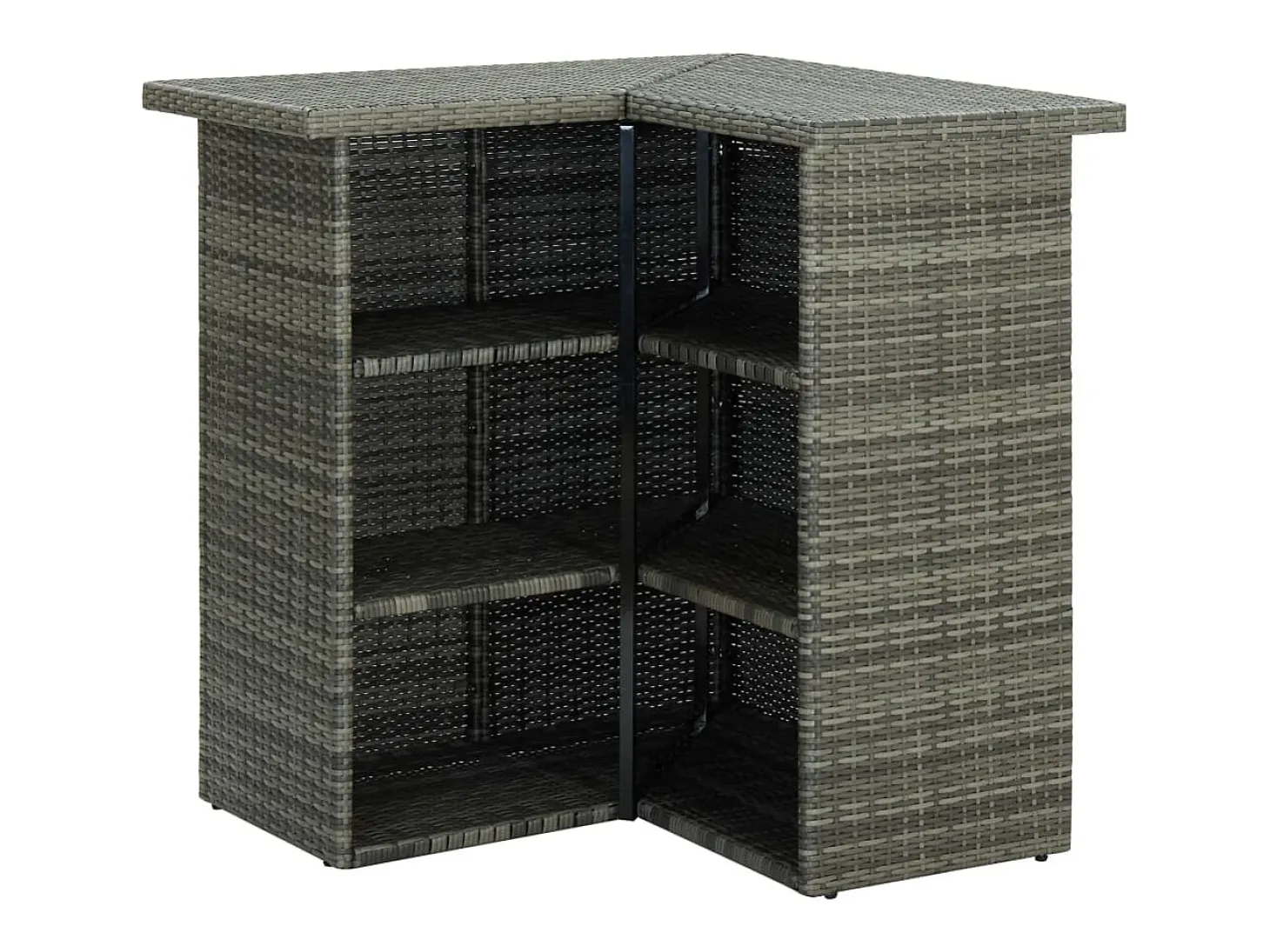Mesa alta de bar de esquina ratán sintético gris 100x50x105 cm