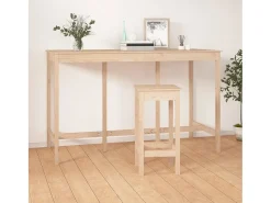 Mesa alta de bar de madera maciza de pino 180x80x110 cm ES582942