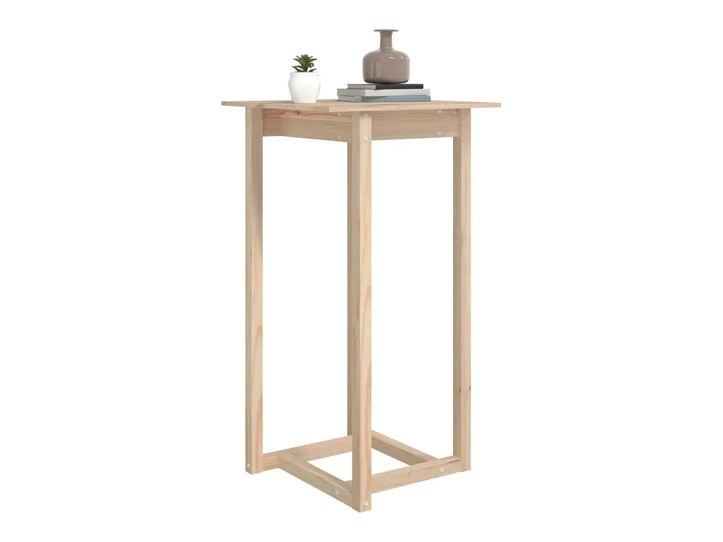 Mesa alta de bar de madera maciza de pino 60x60x110 cm ES921942