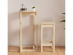 Mesa alta de bar de madera maciza de pino 60x60x110 cm ES921942