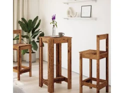 Mesa alta de bar madera de ingeniería envejecida 51x50x103,5 cm