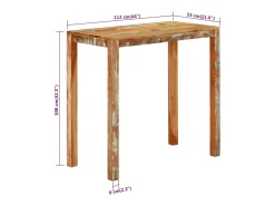 Mesa alta de bar madera maciza reciclada 112x55x108 cm