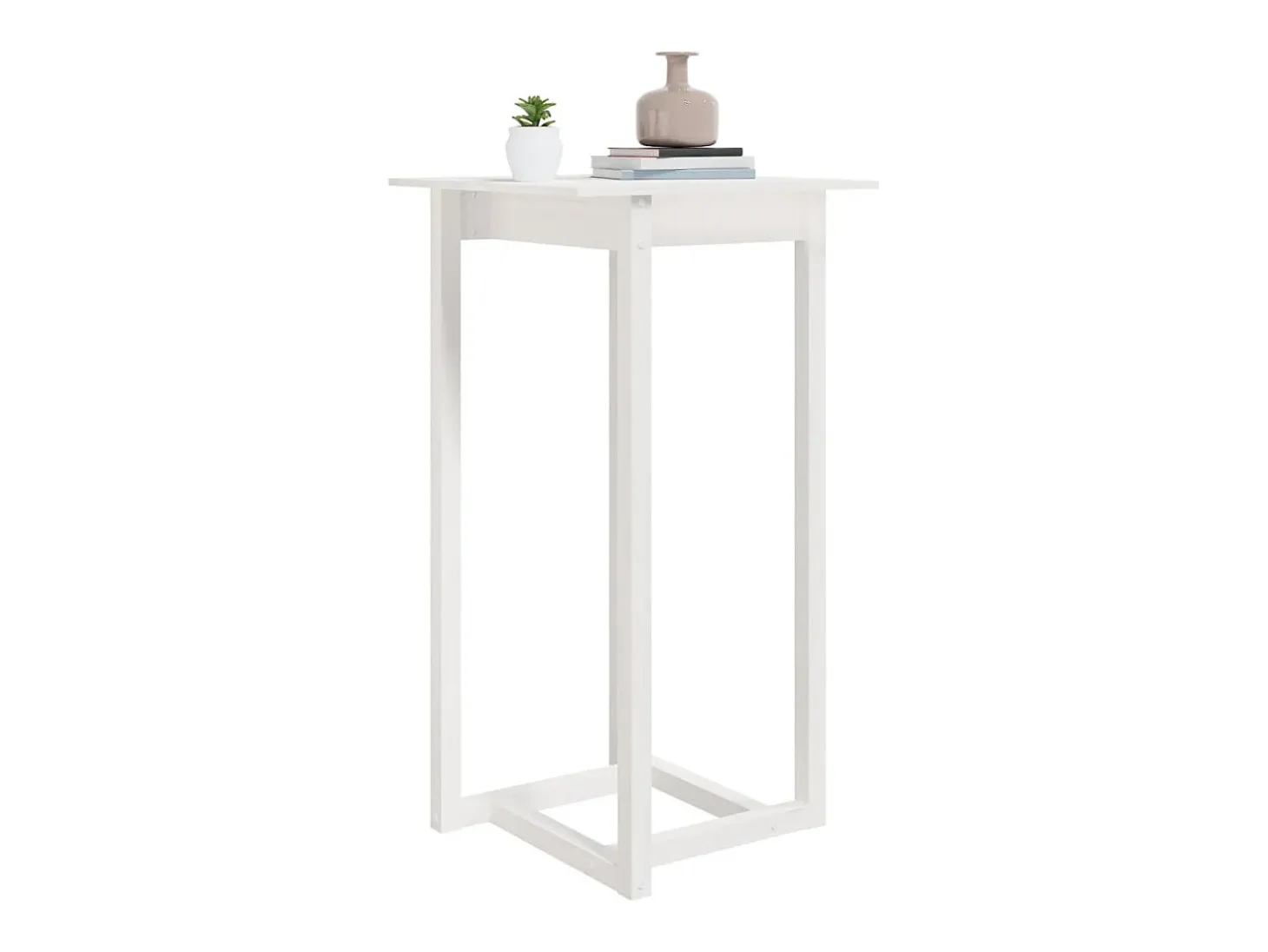 Mesa alta de bar madera maciza de pino blanco 60x60x110 cm ES574082