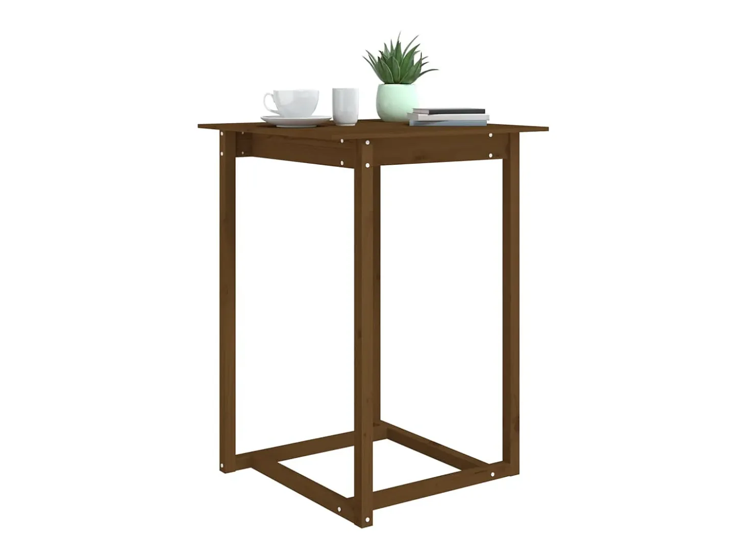 Mesa alta de bar madera maciza de pino marrón miel 80x80x110 cm
