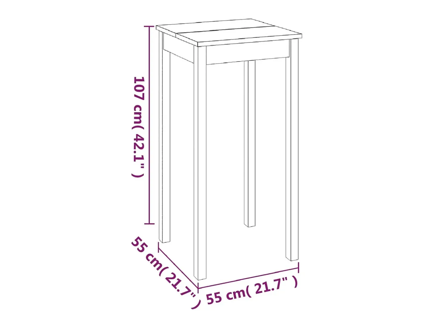 Mesa alta de bar MDF negra 55x55x107 cm ES647219