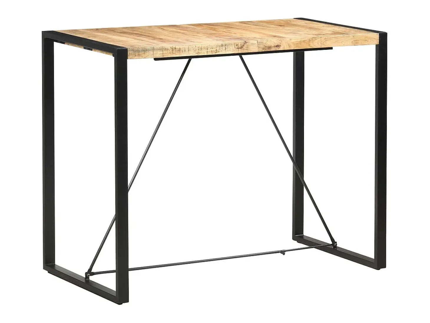 Mesa alta de cocina de madera maciza de mango 140x70x110 cm
