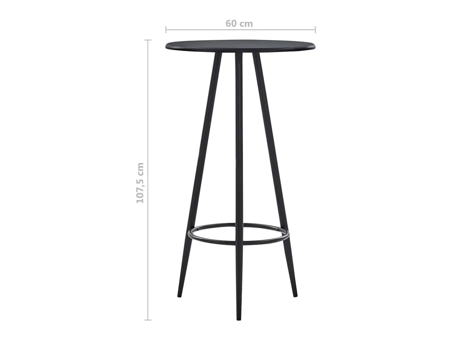 Mesa alta de cocina MDF negro 60x107,5 cm ES625250