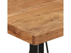 Mesa alta de hierro y madera maciza de acacia 55x55x107 cm ES438267