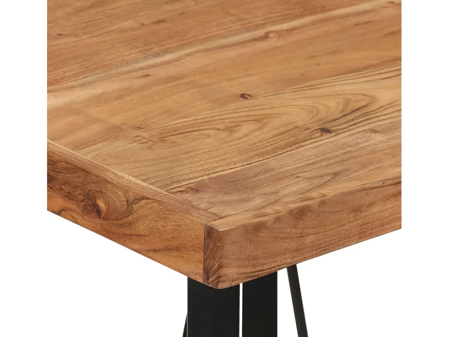 Mesa alta de hierro y madera maciza de acacia 55x55x107 cm ES438267