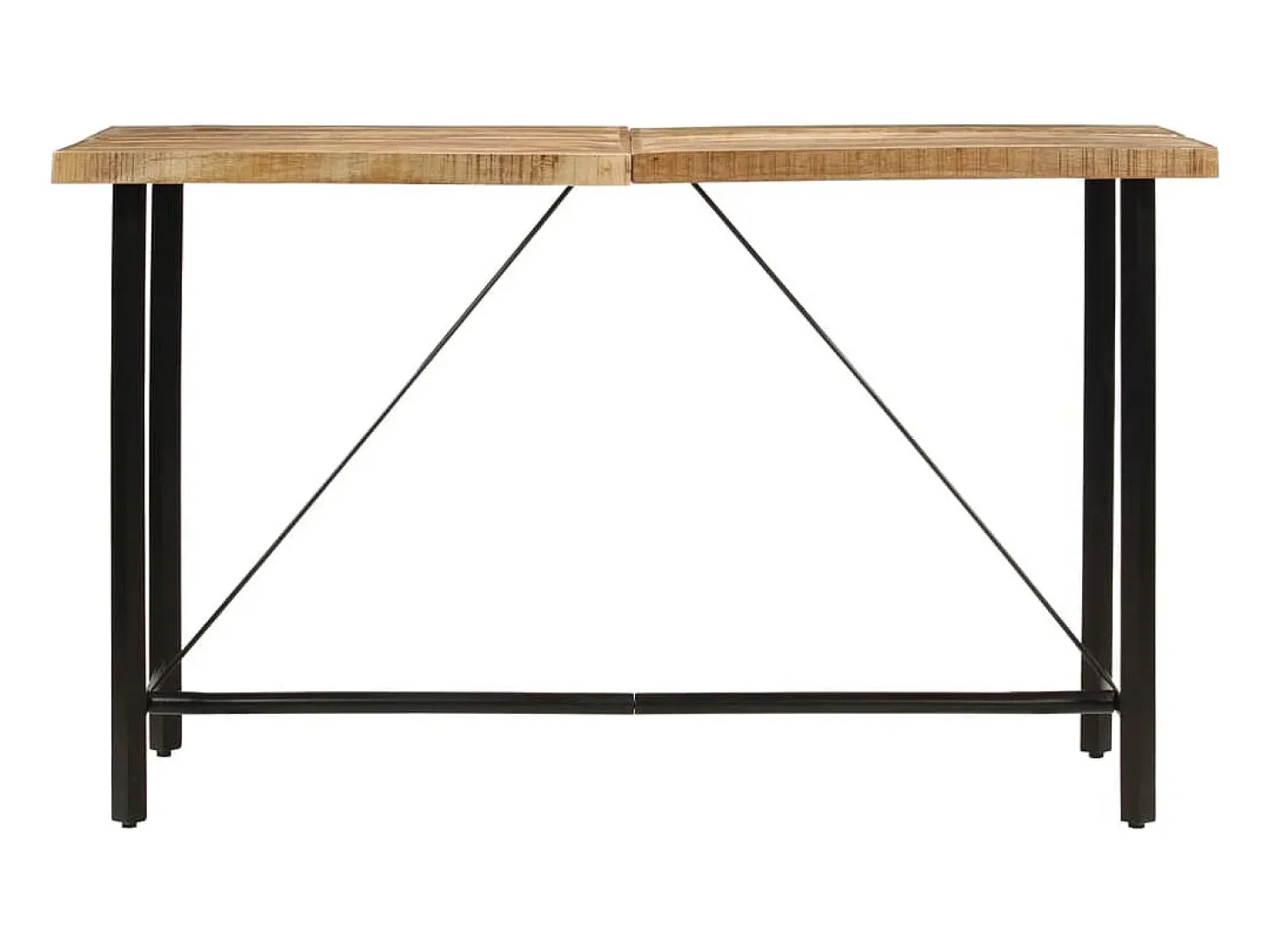 Mesa alta de hierro y madera maciza de mango 180x70x107 cm