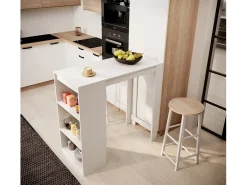 Mesa alta para Cocina Comedor en Blanco 110x50x103cm Kyra