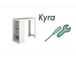 Mesa alta para Cocina Comedor en Blanco 110x50x103cm Kyra