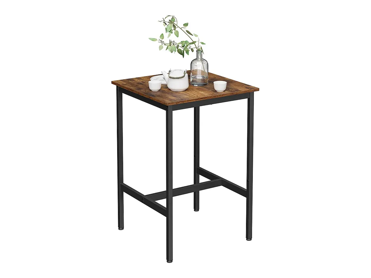 Mesa alta 60x60x90 cm negro marrón rústico