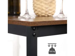 Mesa alta 60x60x90 cm negro marrón rústico