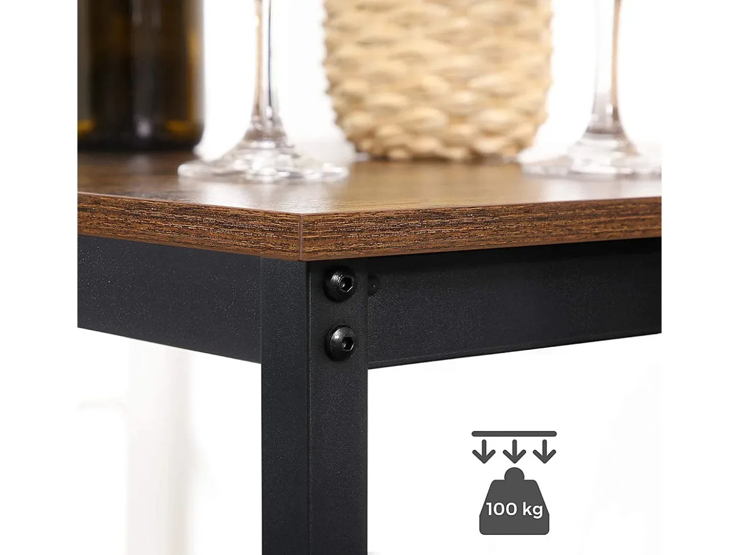 Mesa alta 60x60x90 cm negro marrón rústico