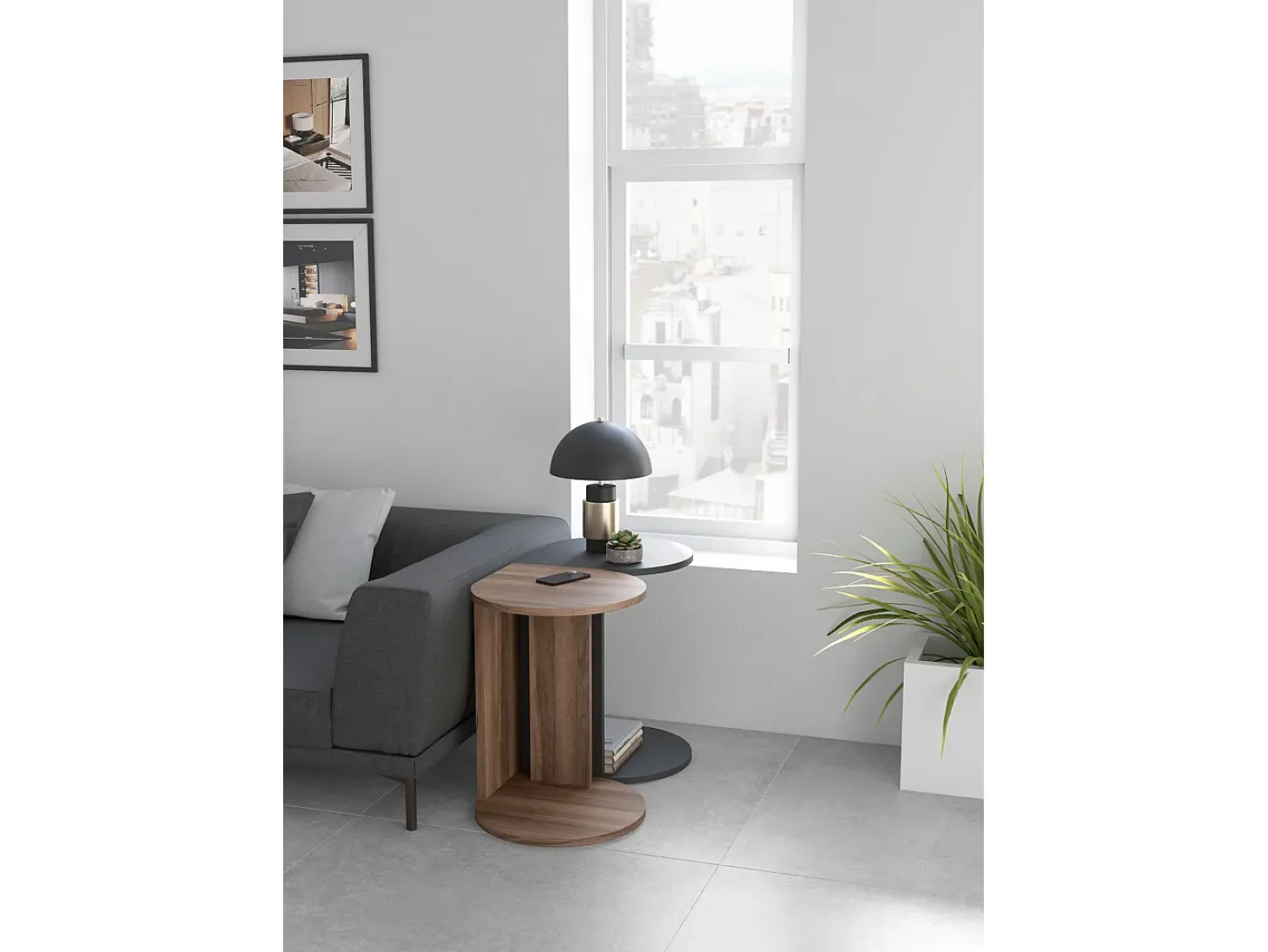 Mesa auxiliar - A62cm x L46cm x P55cm gris grafito -Trébol