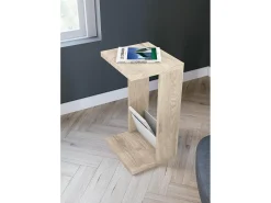 Mesa auxiliar - A70cm x L40cm x P35cm roble claro y blanco -Trébol