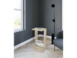 Mesa auxiliar - A70cm x L40cm x P35cm roble claro y blanco -Trébol