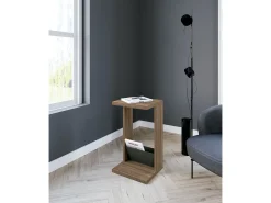 Mesa auxiliar - A70cm x L40cm x P35cm nogal y gris grafito -Trébol