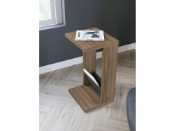 Mesa auxiliar - A70cm x L40cm x P35cm nogal y gris grafito -Trébol