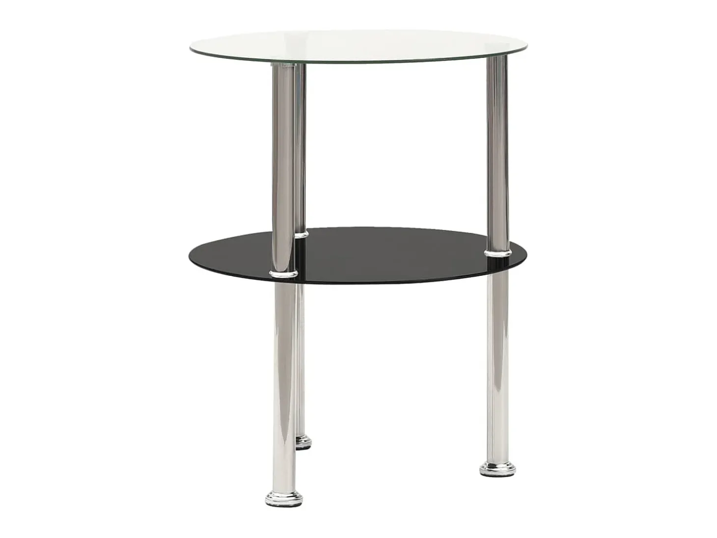 Mesa auxiliar 2 niveles vidrio templado transparente negro 38cm