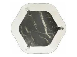 Mesa auxiliar 2 niveles vidrio transparente y negro 38x38x50 cm