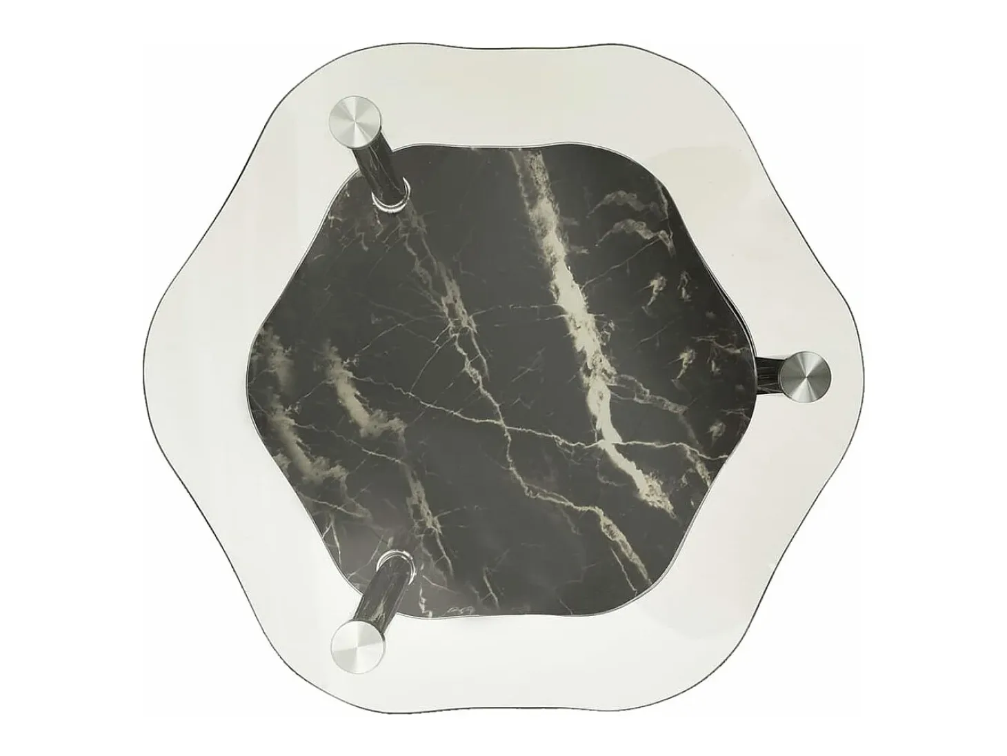 Mesa auxiliar 2 niveles vidrio transparente y negro 38x38x50 cm