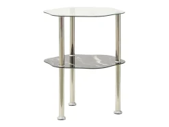 Mesa auxiliar 2 niveles vidrio transparente y negro 38x38x50 cm