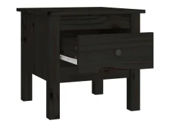 Mesa auxiliar 2 uds de madera maciza de pino negro 40x40x39 cm