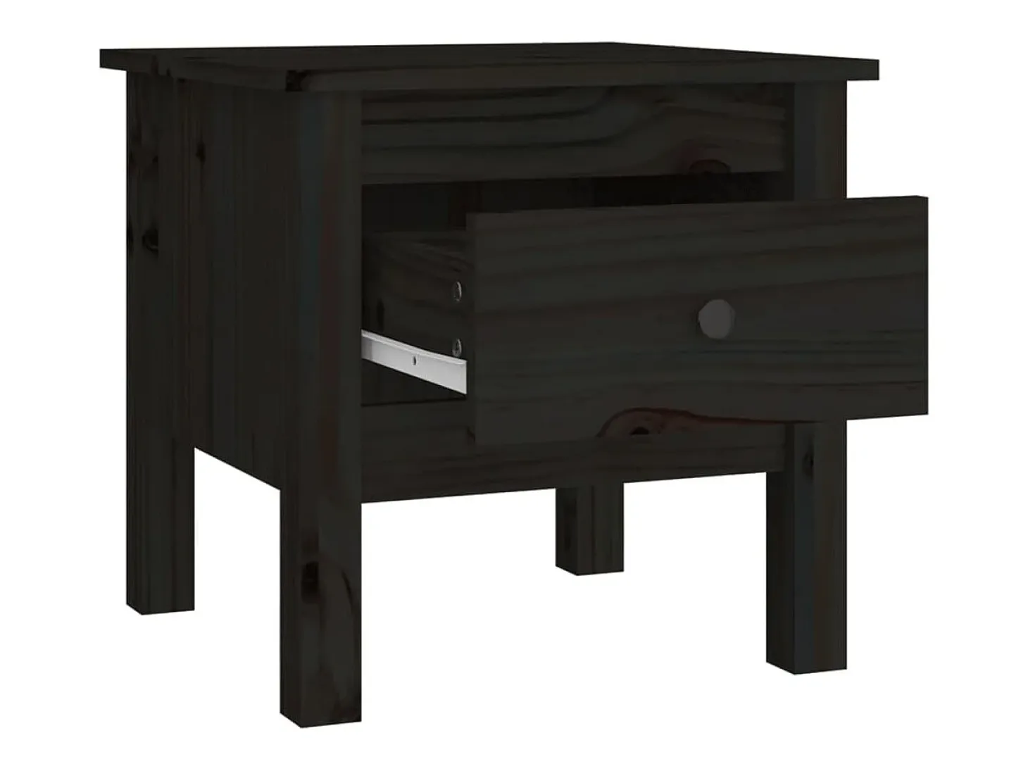 Mesa auxiliar 2 uds de madera maciza de pino negro 40x40x39 cm