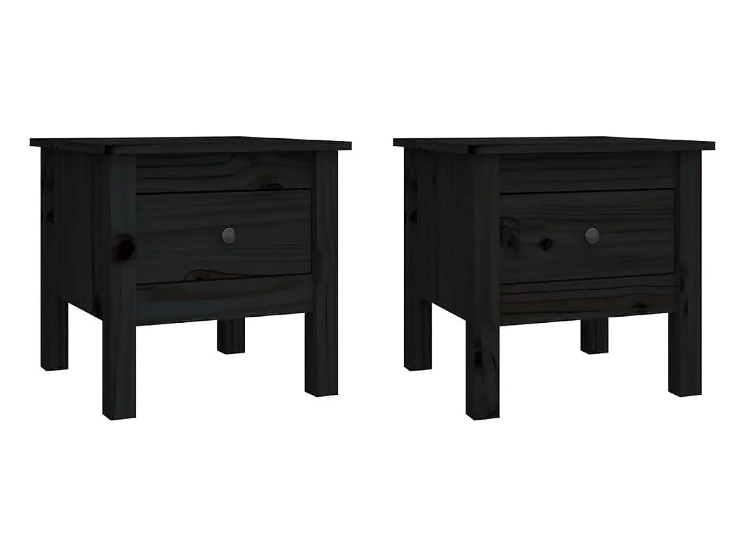 Mesa auxiliar 2 uds de madera maciza de pino negro 40x40x39 cm