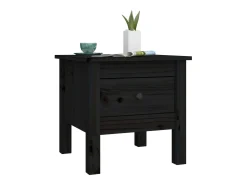 Mesa auxiliar 2 uds de madera maciza de pino negro 40x40x39 cm