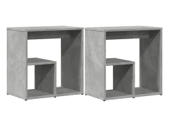 Mesa auxiliar 2 uds madera ingeniería gris hormigón 50x30x50 cm