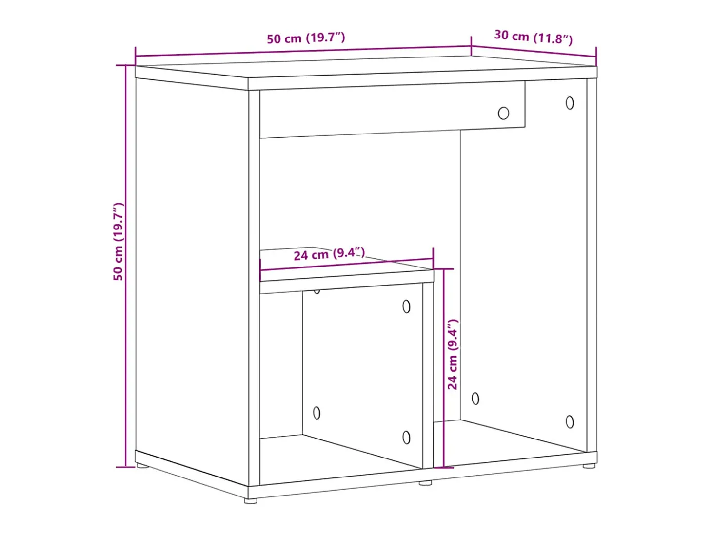 Mesa auxiliar 2 uds madera ingeniería gris hormigón 50x30x50 cm