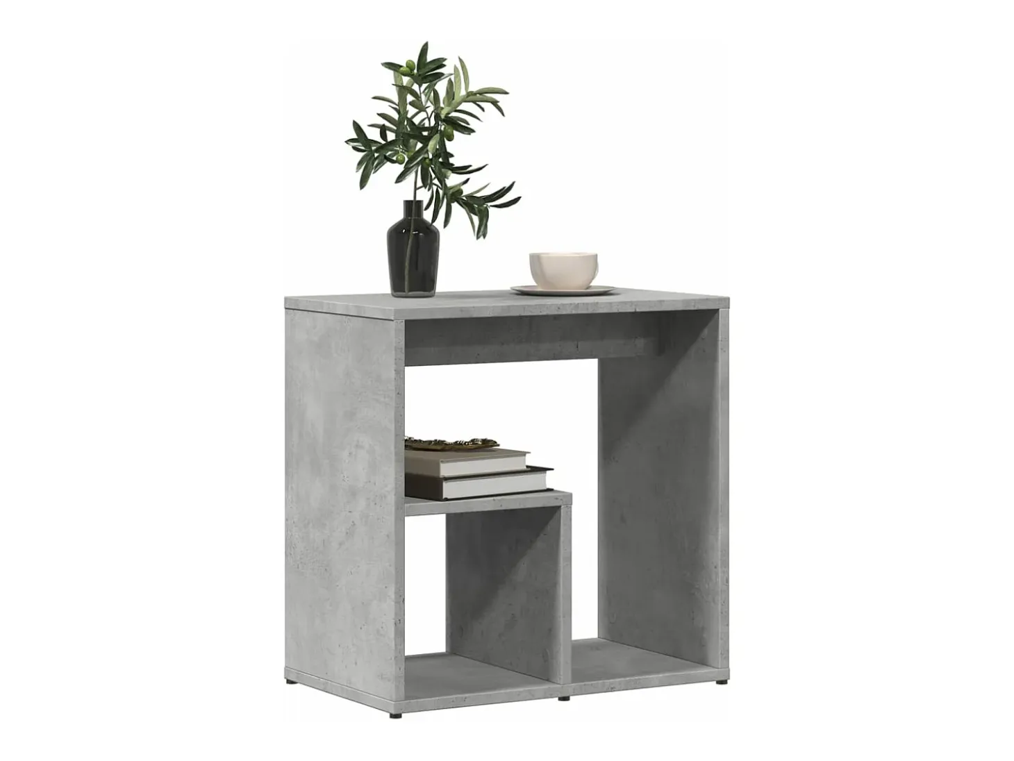 Mesa auxiliar 2 uds madera ingeniería gris hormigón 50x30x50 cm