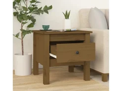Mesa auxiliar 2 uds madera maciza pino marrón miel 40x40x39 cm