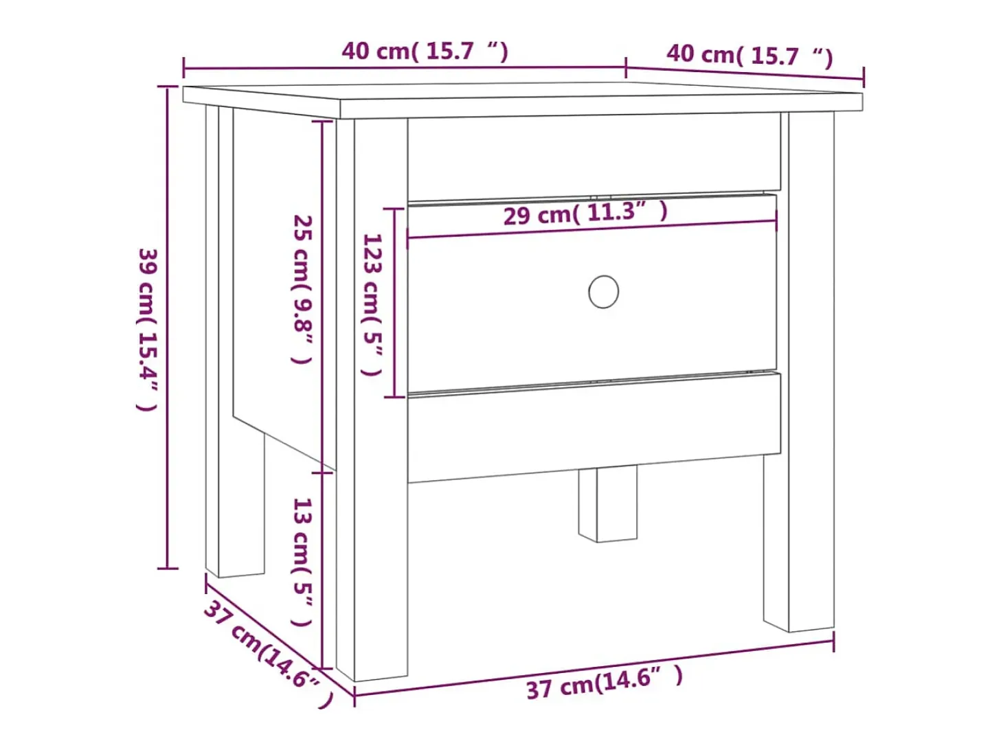 Mesa auxiliar 2 uds madera maciza pino marrón miel 40x40x39 cm