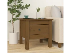 Mesa auxiliar 2 uds madera maciza pino marrón miel 40x40x39 cm