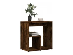 Mesa auxiliar 2 uds madera ingeniería roble ahumado 50x30x50 cm